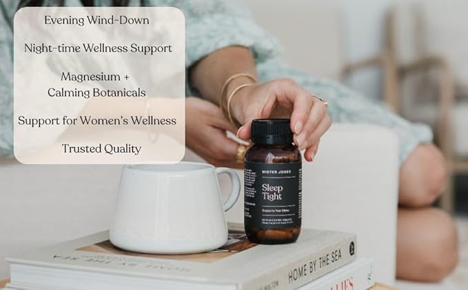 Mister Jones Sleep Tight – Nighttime Relaxation &amp Wind-Down Support for Women – Magnesium + Calming Botanicals – Evening Unwind for Restful Nights