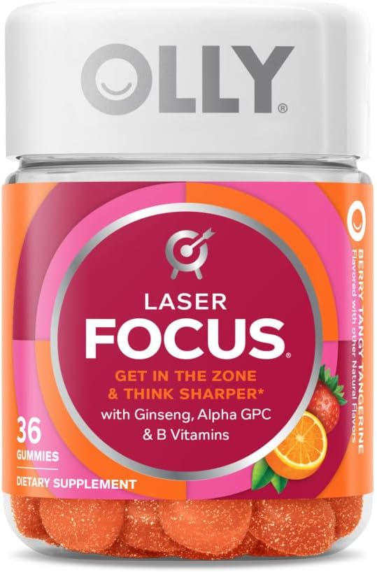 OLLY Laser Focus Gummy Brain Support with Muscle Recovery Sleep Gummies Melatonin and Antioxidants - 36 and 40 Count