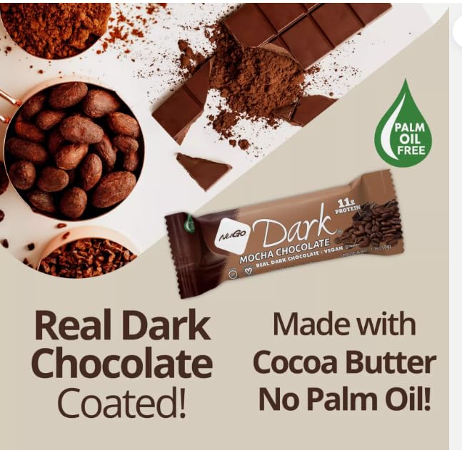 Variety Pack Dark Protein Bars Made for Nugo Nutrition  12 Count – Flavors: Pretzel Mint Chocolate Chip Mocha Peanut Butter Coconut Chocolate Chipor Almond – Kosher Pareve Dairy-Free Vegan