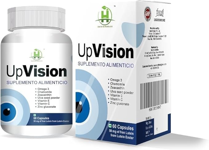 Healthy Upvision Eye Care Supplemnt for Eye Health with Omega-3 Vitamin E VIT A VIT C Lutein Zeaxanthin VIT B2 Vegetarian 60 Capsules-Pack of 1