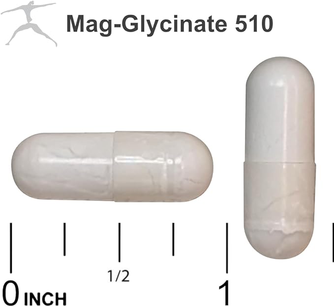 Biospec Nutritionals Mag Glycinate 510 – Magnesium Glycinate – Nutritional Supplement for Stress Heart Health Nerves Muscles Energy and Metabolism* - (100 Capsules)