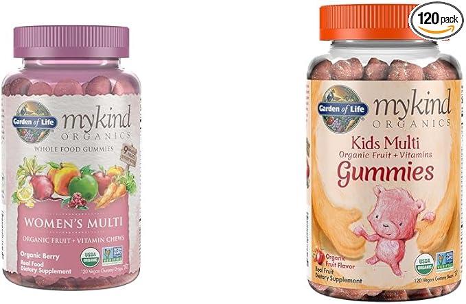 Garden of Life Organics Women's Gummy Vitamins - Berry - Certified Organic Non-GMO Vegan &amp Organics Kids Gummy Vitamins - Fruit - Certified Organic