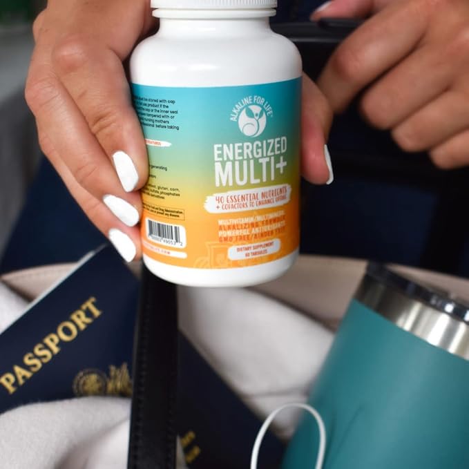 Energized Multi - Potent Multivitamin with 40 Fully Bioavailable Nutrients B Complex Vitamins Vitamin D Vitamin C Vitamin K Zinc Quercetin Calcium Magnesium in Alkalizing Forms - 60 tabs