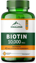 10000 MCG Biotin Supplement Capsules Promote Hair Skin &amp Nails Health Enriched with Sesbania grandiflora Vitamin C Grape Seed &amp Bamboo Extract for Men Women - 60 Capsule