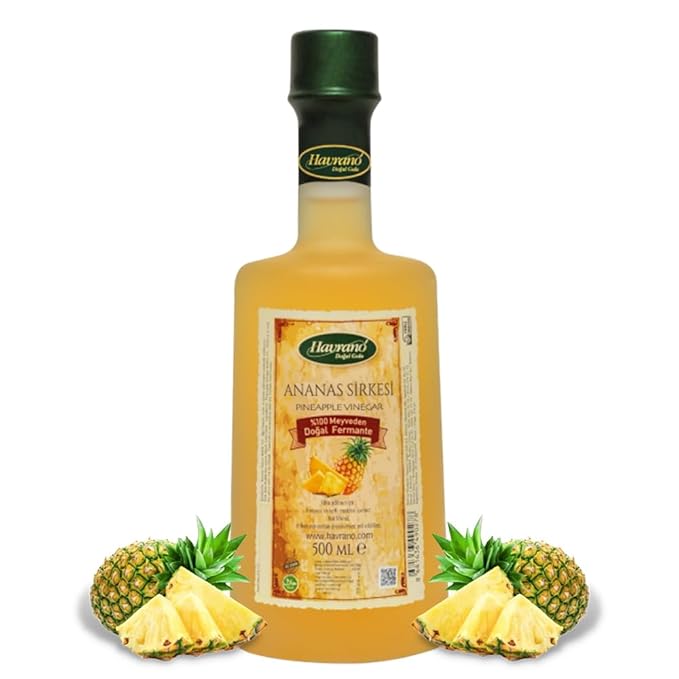 Natural Fermented Pineapple Vinegar 16.9 fl oz | Unfiltered Raw with Mother | Tropical Flavor for Salads Sauces and Drinks