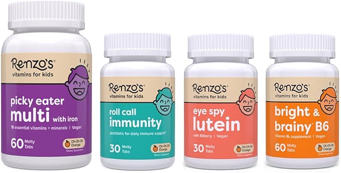 Renzo's A+ Routine Bundle - Picky Eater Mutli Orange Roll Call Immunity Eye Spy Lutein Bright and Brainy