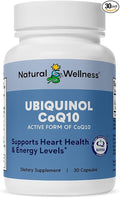 Natural Wellness Ubiquinol CoQ10 100mg – High Absorption CoQ10 Supplement for Heart Health Energy &amp Cellular Function – Antioxidant Ubiquinol Softgels – Non-GMO Gluten-Free 30 Count