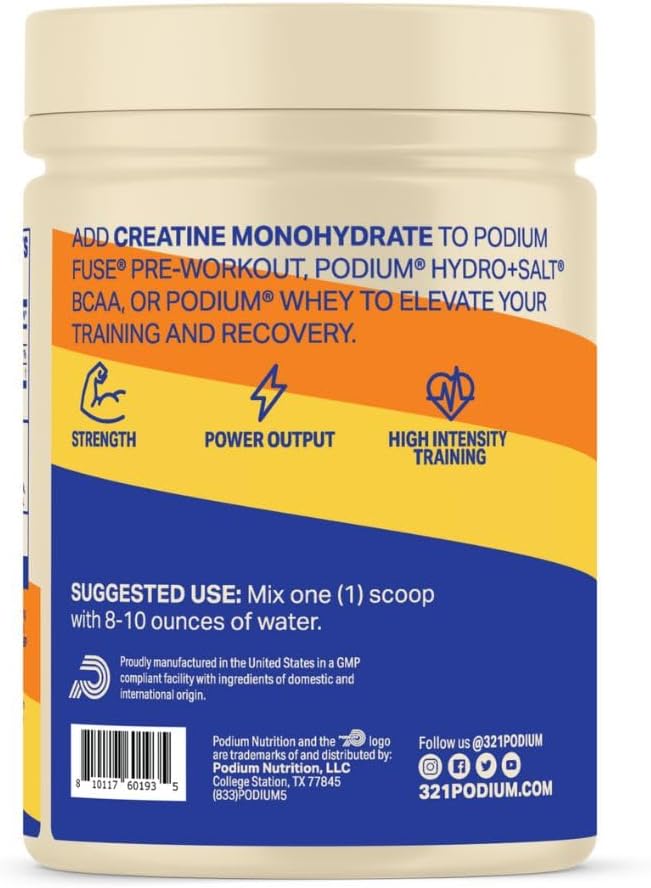 Podium Nutrition Solos | Creatine Monohydrate 50 Servings Pink Lemonade Boost Athletic Performance