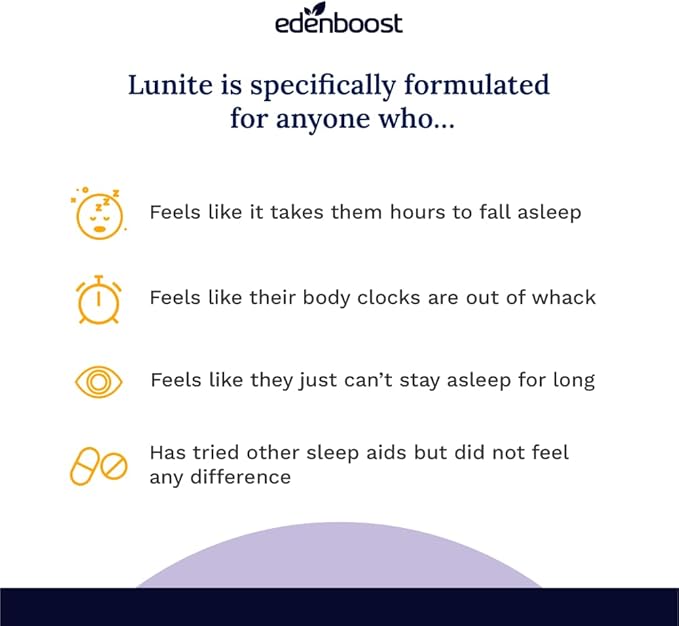 EdenBoost Lunite | Helps You to Fall Asleep Faster | Non-Habit Forming | Sustained Release Microactive Melatonin Magnolia Bark &amp Skullcap