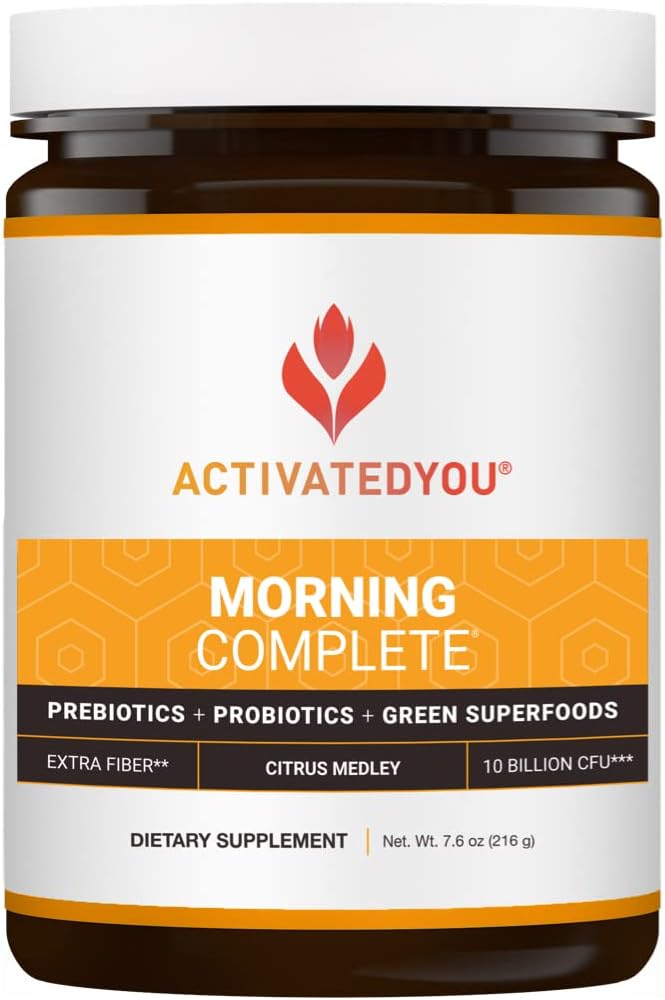 ACTIVATEDYOU Morning Complete Daily Wellness Drink with 10 Billion CFUs Prebiotics Probiotics and Green Superfoods 30 Servings Apple Cinnamon + Citrus Flavor Bundle