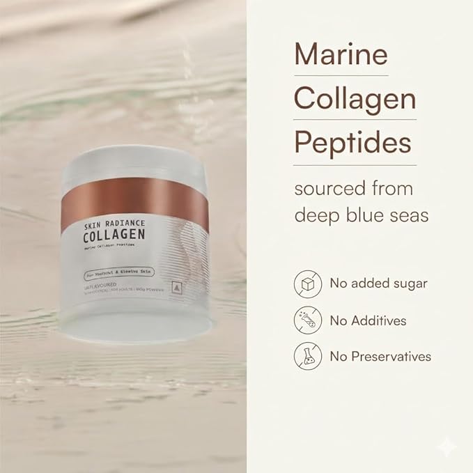 Skin Radiance Marine Collagen Supplement (Unflavoured 150g) | with Vitamin C E Sodium Hyaluronate | for Healthy Skin Hair &amp Nail