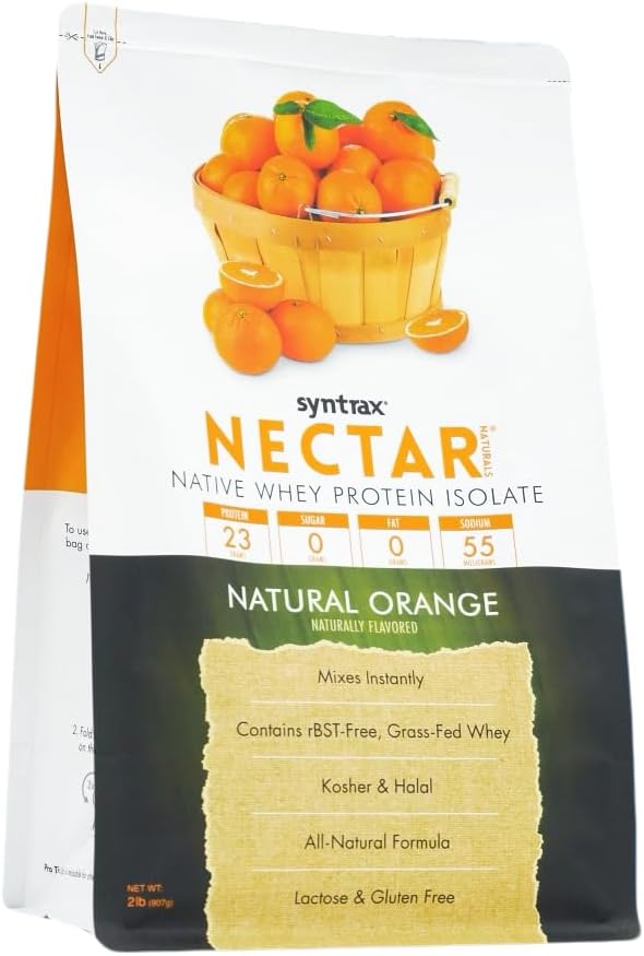 Syntrax Nectar Naturals All Natural Whey Protein Isolate Smooth &amp Juicy Natural Orange 2 lbs.