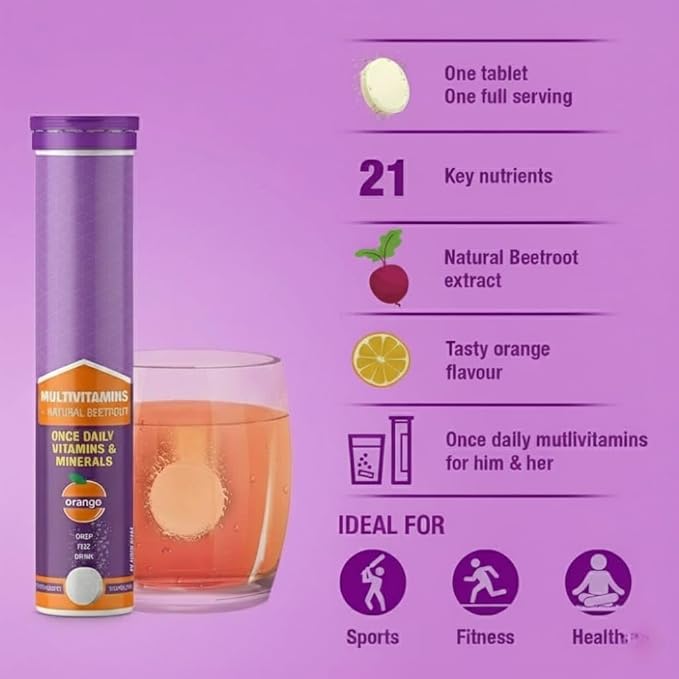 Daily Multivitamins (20-Day Pack Tasty Orange Flavor) 21 Fast-Acting Vitamins &amp Minerals with VIT C D and Iron for Immunity Energy &amp Heart Health | Suitable for Both Men &amp Women