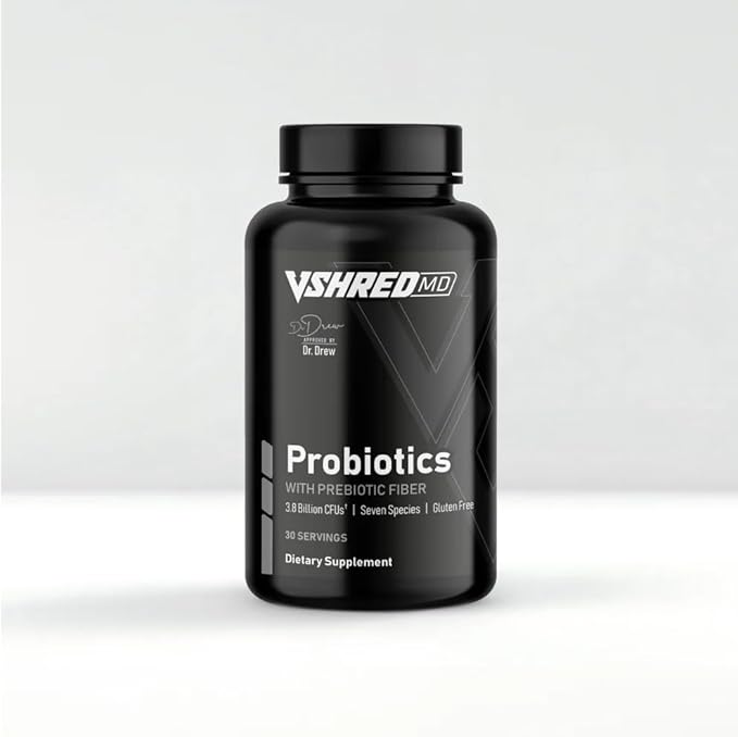 V Shred MD Probiotics – Dr. Drew Approved Digestive Health &amp Immune Support – Advanced Gut Health Formula with Lactobacillus Acidophilus &amp Bifidobacterium Bifidum – Promotes Regularity