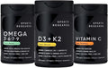 Sports Research® Vegan Supplements Pack - Vegan Omega 3-6-7-9 - 1200 mg of Multi-Spectrum Omega Fatty Acids + D3 + K2 + High Potency Vitamin C