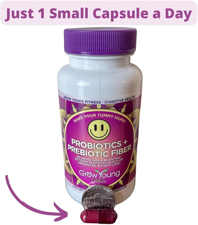 Grow Young Fitness Daily Probiotic + Prebiotic Fiber Supplement Supports Digestive Health (1 Pack 30 Servings)