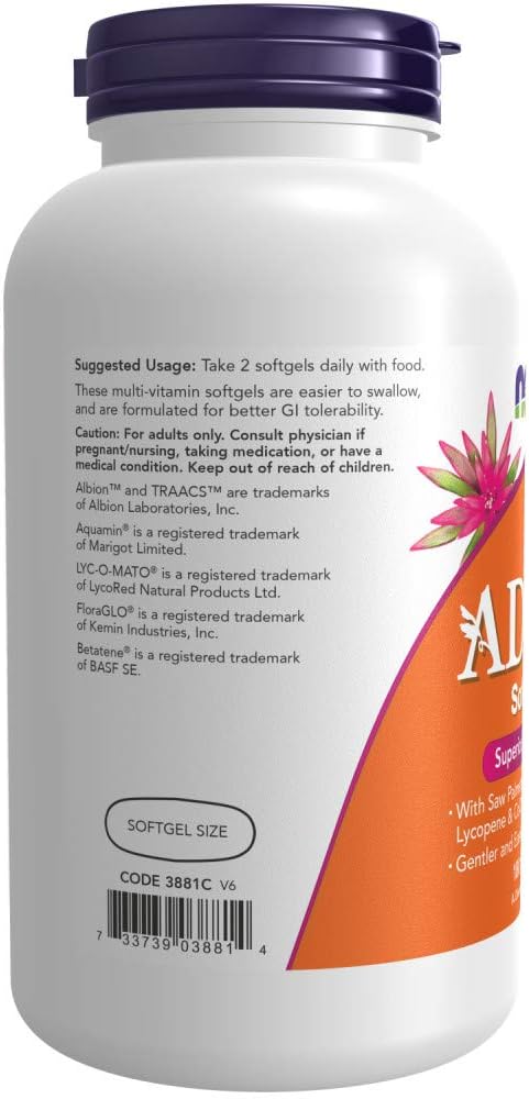 NOW Foods AdamTM Men's Multiple Vitamin -Softgels180 Count (Pack of 1)
