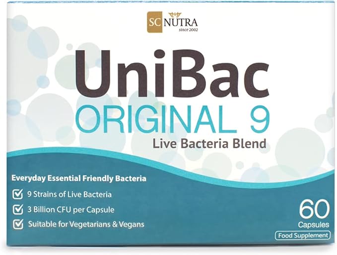 Sweet Cures Everyday Probiotics - UniBac: Unified Bacteria Live Bacteria Blend 9 - 60 Capsules - 6 Billion per dose - SC Nutra