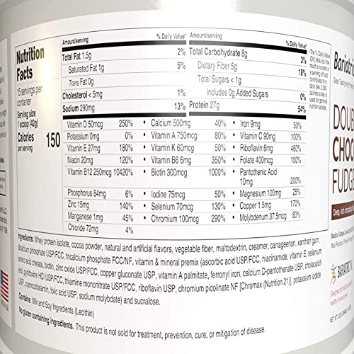 Protein ONE Complete Meal Replacement with Multivitamin Calcium &amp Iron by BariatricPal - Double Chocolate Fudge (15 Serving Tub)