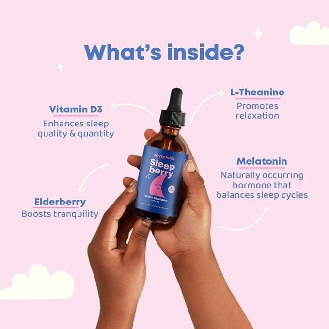 JoySpring SleepBerry Liquid Melatonin and Sulforaphane Supplement for Kids