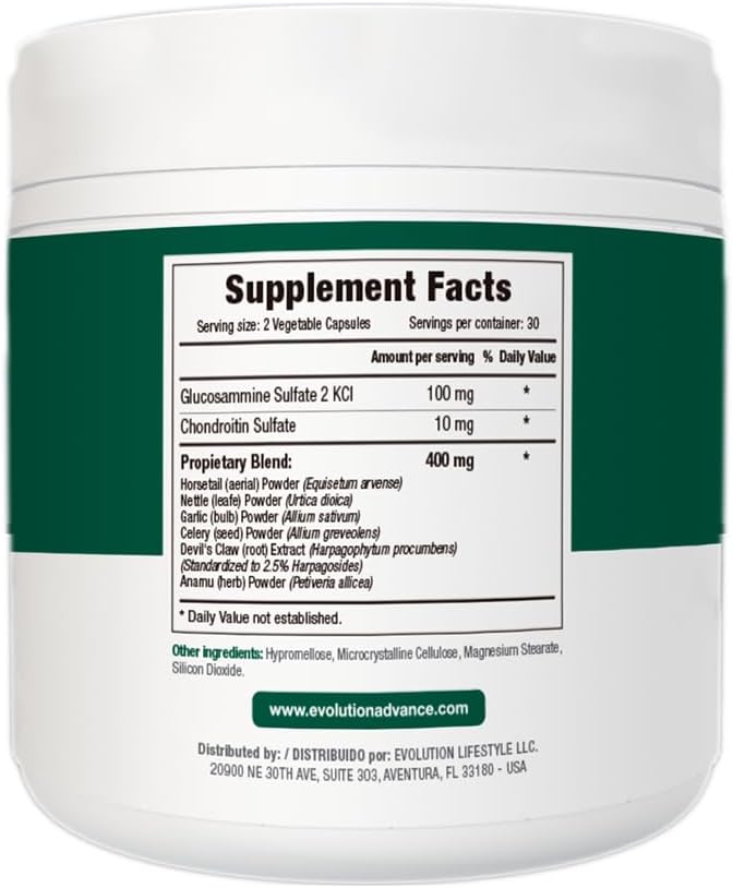 Evolution Advance Nutrition Reumaleve – Joint Support Supplement – Glucosamine Non-GMO (60 Capsules)+Creatine Monohydrate Powder 5000mg