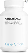 SuperSmart Calcium AKG (Highly Bioavailable) - Calcium Alpha-Ketoglutarate Ca-AKG - Cellular Energy | Gluten Free &amp Vegan - 60 Vegetarian Capsules