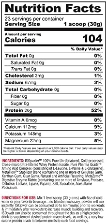 Metabolic Nutrition Whey Protein Isolate ISO PWDR Birthday Cake 1.54lb 23 Servings 26g Protein Fast Digesting Zero Carbs Delicious Flavor Zero Very Low Carbs &amp Fat Zero Lactose