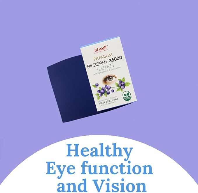 Hi Well Premium Bilberry 36000 + Lutein 12mg 60Vegtarian Capsules