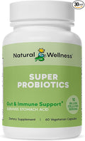 Natural Wellness Super Probiotic + Prebiotic Blend – 10 Billion CFUs with 8 Strains – Probiotics for Women &amp Men for Digestive Health Gut Balance &amp Immune Support – Non-GMO 30-Day Supply
