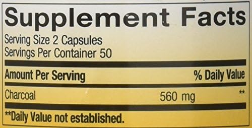 Nature's Way Activated Charcoal 560 mg Charcoal per serving 100 Capsules