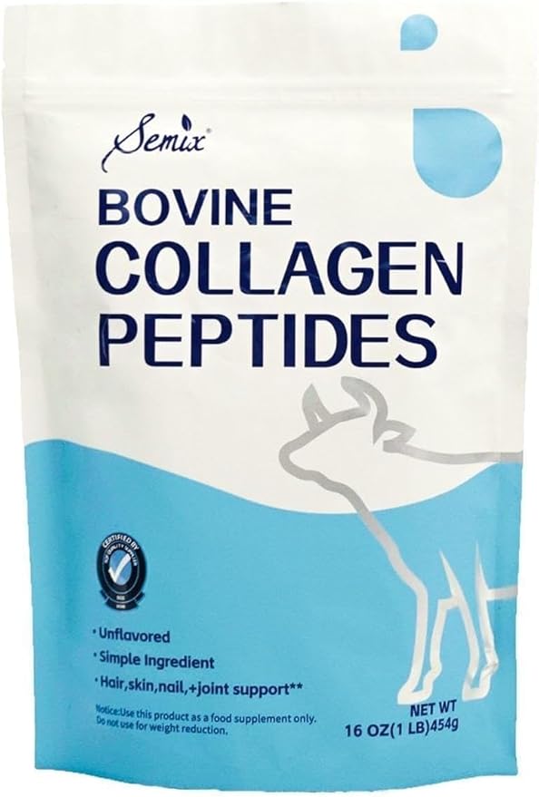 Semix Collagen Peptides Powder - Naturally-Sourced Hydrolyzed Collagen Powder - Hair Skin Nail and Joint Support - Collagen Supplements for Women and Men - 1 lb(22 Servings)