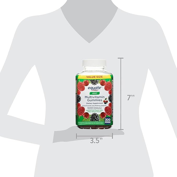 Equate Multivitamin Gummies for General Health Natural Fruit 300 Count Pack 01 + Sticker
