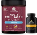 Ancient Nutrition Multi Collagen Protein Powder Vanilla 60 Servings + Vitamin D Capsules 60 Count