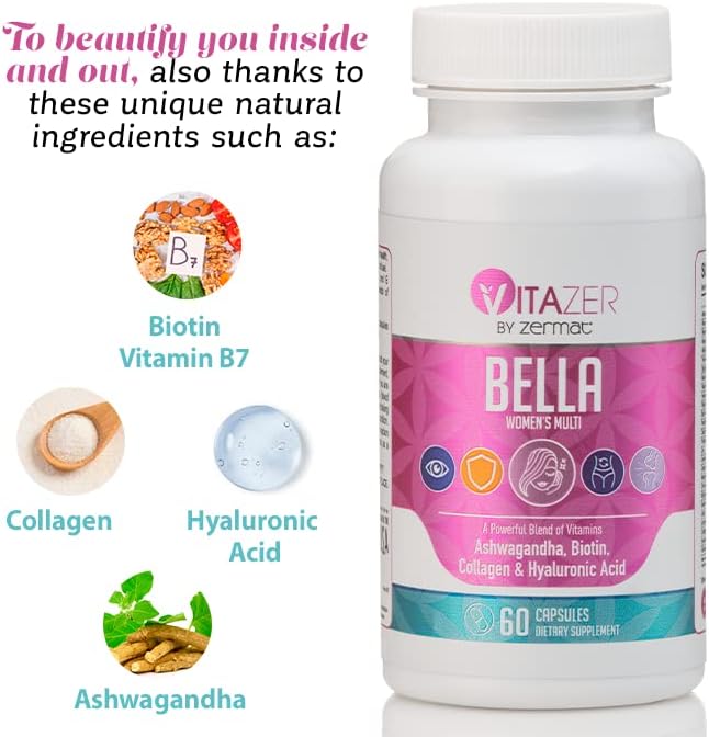 Zermat Multivitamin for Women Vitazer Bella Women's Multi Live a Healthier Life 60 Capsules.
