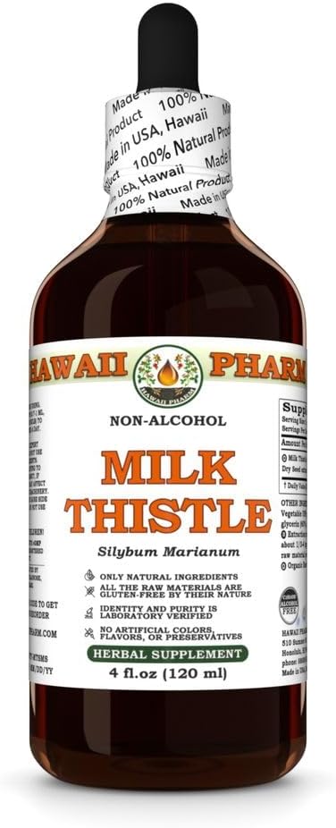 Milk Thistle (Silybum marianum) Dry Seed Glycerite All Natural Vegan Lab Tested Alcohol-Free Liquid Extract - 4 fl.oz