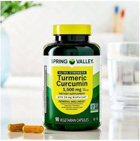 Turmeric Curcumin General Wellness Dietary Supplement Vegetarian Capsules 1500 mg 90 Count