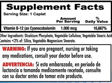 Nutrisalud Products Vitamina B12 de alta potencia 1000mcg Set de 2 frascos con 100 tabletas c/u. Combate Anemia fatiga aumenta la energia revitaliza el sistema nervioso.