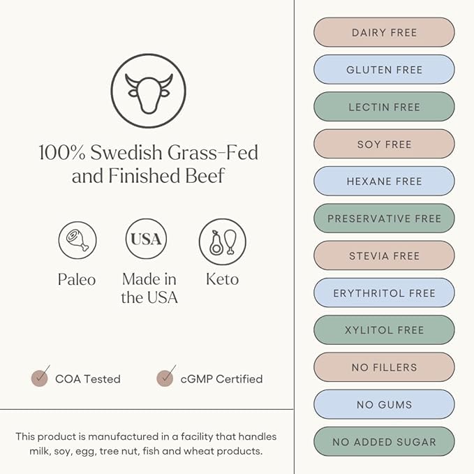 Be Well by Kelly Chai Grass-Fed Beef Protein Powder 23G of Protein &amp 1G of Carbs (3 Ingredients 30 Servings) 9 Amino Acids + 3 BCAAs No Soy No Dairy Stevia-Free No Sugar Added 1.65lb 750g