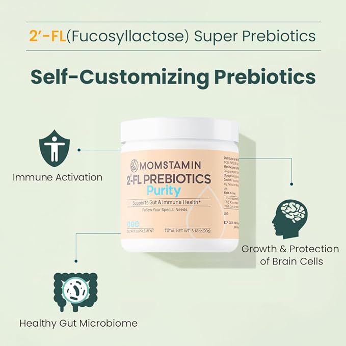 MOMSTAMIN Purity HMO Human Milk Oligosaccharide (HMO 2'-FL) Prebiotic Powder Feed Probiotics for Immune Support Healthy Gut Digestive Health GRAS Approved (90 Servings 3 Months)