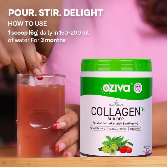 OZIVA Plant Based Collagen Builder for Glowing &amp Youthful Skin Collagen Powder for Women &amp Men with Biotin Silica &amp Vitamin C (Collagen Classic Pack of 1) 250G (Pack of 2)