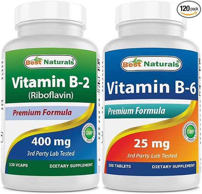 Best Naturals Vitamin B2 (Riboflavin) 400mg &amp Vitamin B-6 25 Mg