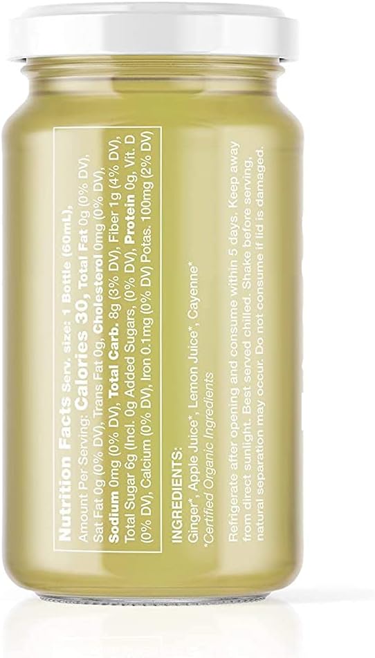 ALLWELLO Cold-Pressed Ginger Shot 60 mL USDA Organic Immune Booster with Natu-RAL | 12 Units per case (12 Pack)