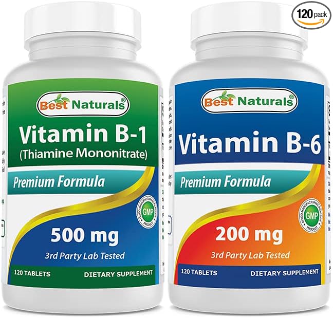 Best Naturals Vitamin B1 as Thiamine Mononitrate 500 mg &amp Vitamin b6 200mg