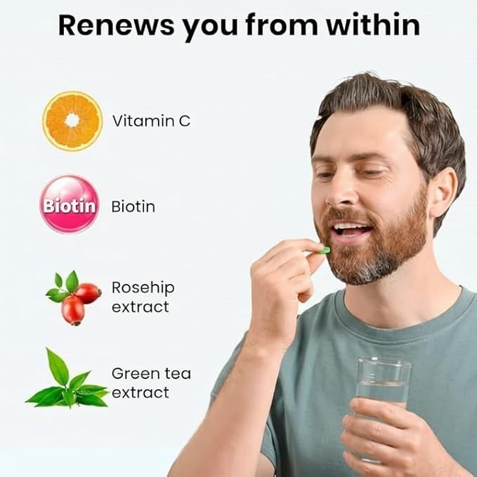 ayurveda Biotin for Hair Growth | Supplement for Strong &amp Thick Hair | Glowing Skin Fights Nail Brittlenessfor Men &amp Women.