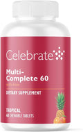Celebrate Vitamins Multi-Complete Chewables 60mg Iron – Daily Bariatric Multivitamin for Sleeve Gastrectomy &amp Gastric Bypass Surgery Patients – Essential Vitamins &amp Minerals - Tropical (60 Ta