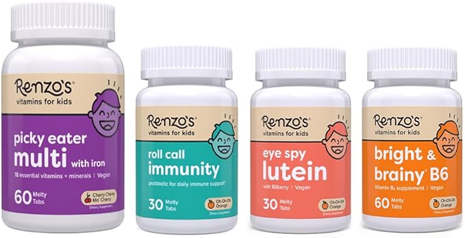 Renzo's A+ Routine Bundle - Picky Eater Mutli Cherry Roll Call Immunity Eye Spy Lutein Bright and Brainy