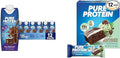 Pure Protein Chocolate Protein Shake 30g Protein 12 Pack and Pure Protein Chocolate Mint Cookie Protein Bars 19g Protein 12 Count
