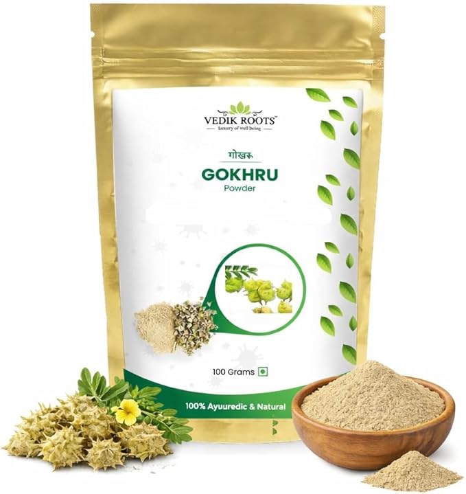 Gokhru Powder | 100% Pure &amp Natural Ayurvedic Herb | Traditionally Used to Balance Kidney Wellness &amp Urinary Wellness | 100g (Pack of 1)