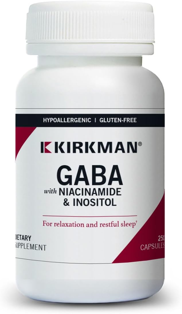 Kirkman - GABA with Niacinamide &amp Inositol - 250 Capsules - Supports Relaxation - Supports Restful Sleep - Hypoallergenic