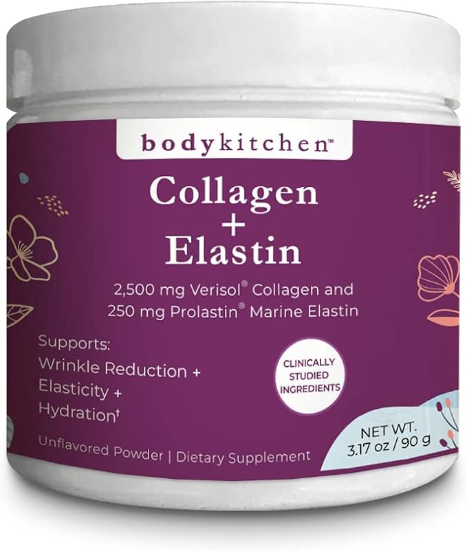 Body Kitchen Collagen + 250 mg Elastin – Supports Skin Hydration Elasticity &amp Healthy Aging Unflavored Powder (30 Servings)